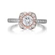 Floral Round Engagement Ring S201517A and Band Set S201517B Sale