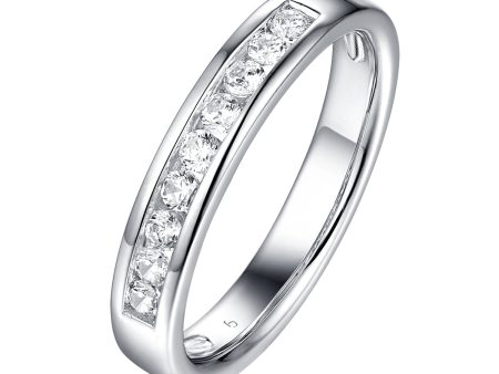 14KT White Gold 9 Diamond Channel Band - S201985B For Discount