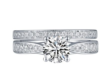 White Gold Round Engagement Ring S201649A and Band S201649B Supply