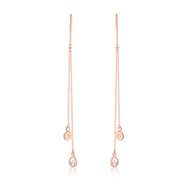 Rose Gold Diamond Drop Earrings - S2012293 on Sale