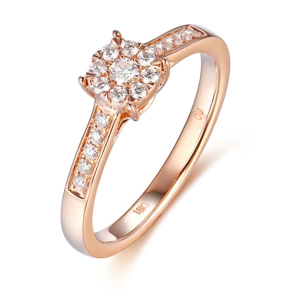 Rose Gold Diamond Cluster Promise Ring - S2012172 Hot on Sale