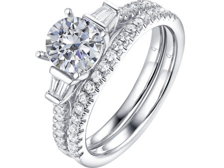 Fancy Cut Round and Taper Diamond Engagement Ring S2012076A and Matching Wedding Ring S2012076B on Sale