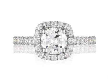 Round Diamond Halo Engagement Ring S201537A and Band Set S201537B Online Hot Sale