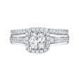 Cushion Cut Engagement Ring S201632A and Band Set S201632B on Sale