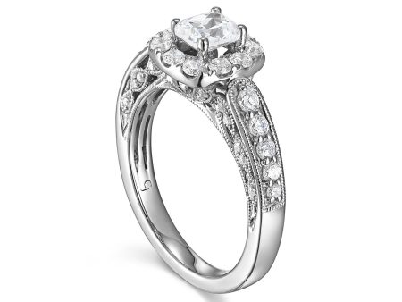 Cushion Cut Diamond Engagement Ring S20152A and Band Set S20152B For Sale