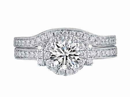 White Gold Round Engagement Ring S201653A and Band S201653B For Sale