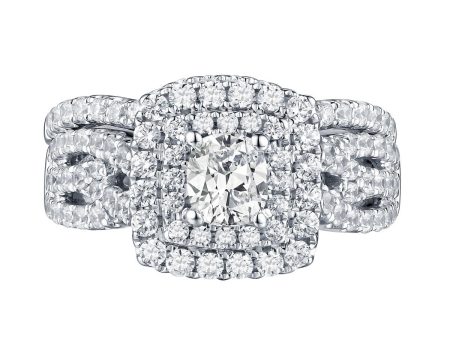 Cushion Cut Engagement Ring S201605A and Band Set S201605B Hot on Sale