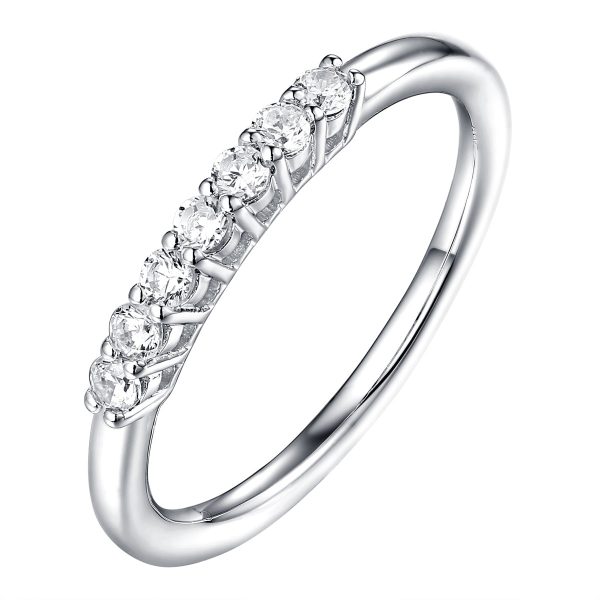 14KT White Gold 7 Diamond Prong Band - S201988B For Discount