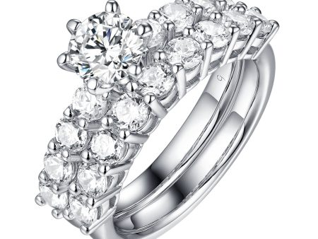 Solitaire Plus Engagement Ring S2012006A and Matching Wedding Band Set S2012006B on Sale