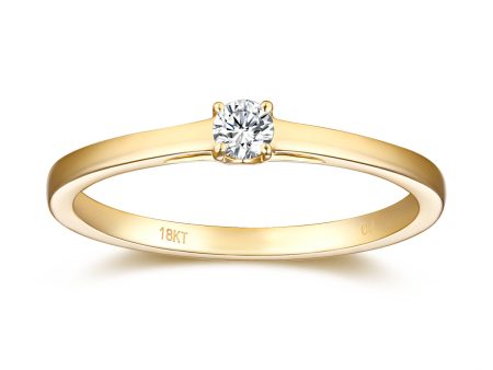 Yellow Gold Diamond Solitaire Promise Ring - S2012169 For Cheap