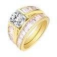 Fancy Cut Round and Taper Diamond Engagement Ring S201885A and Matching Wedding Ring S201885B Discount