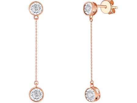 Rose Gold Bezel Set Diamond Drop Earrings - S2012260 Online