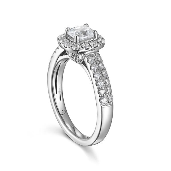 Cushion Cut Diamond Engagement Ring S201510A and Band Set S201510B Hot on Sale