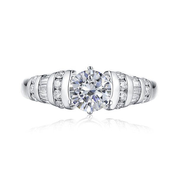 Fancy Cut Round and Taper Diamond Engagement Ring S2012089A Hot on Sale