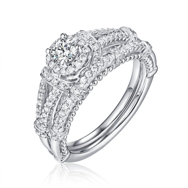 Beau Diamond Engagement Ring S201845A and Band Set S201845B For Cheap