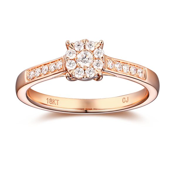 Rose Gold Diamond Cluster Promise Ring - S2012172 Hot on Sale