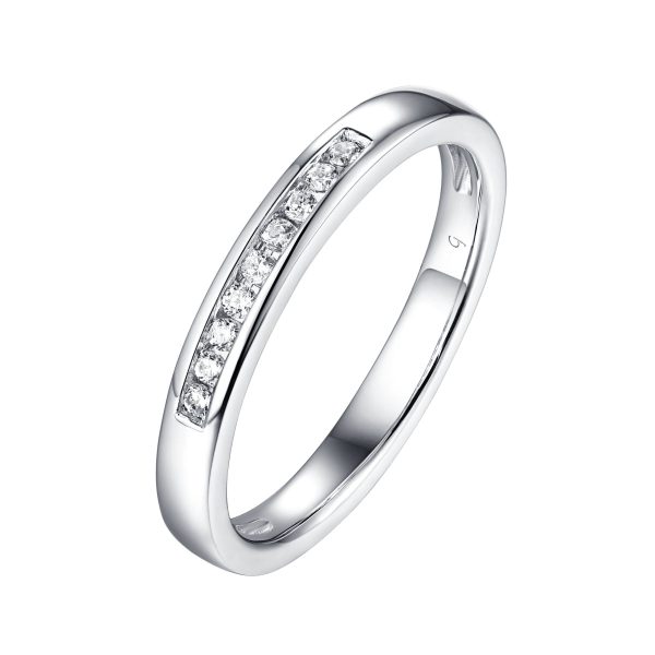 14KT White Gold 9 Diamond Channel Band - S201982B For Cheap