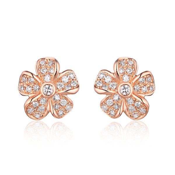 Rose Gold Diamond Fashion Flower Earrings - S2012228 Discount