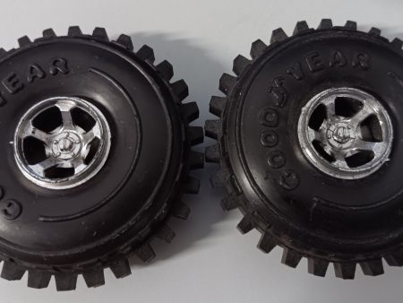 1-1 2  vintage toy racer wheels.  Two wheels are embossed Goodyear. For Cheap